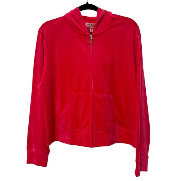 Juicy‎ Couture Long Sleeve Full Zip Hoodie Track Jacket Hot Pink Size 1X NWT - Picture 1 of 7